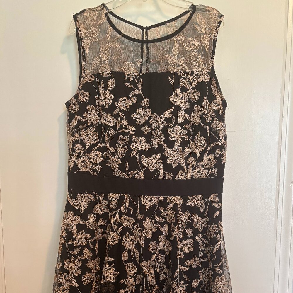 J. Taylor Gold & Black Midi Dress